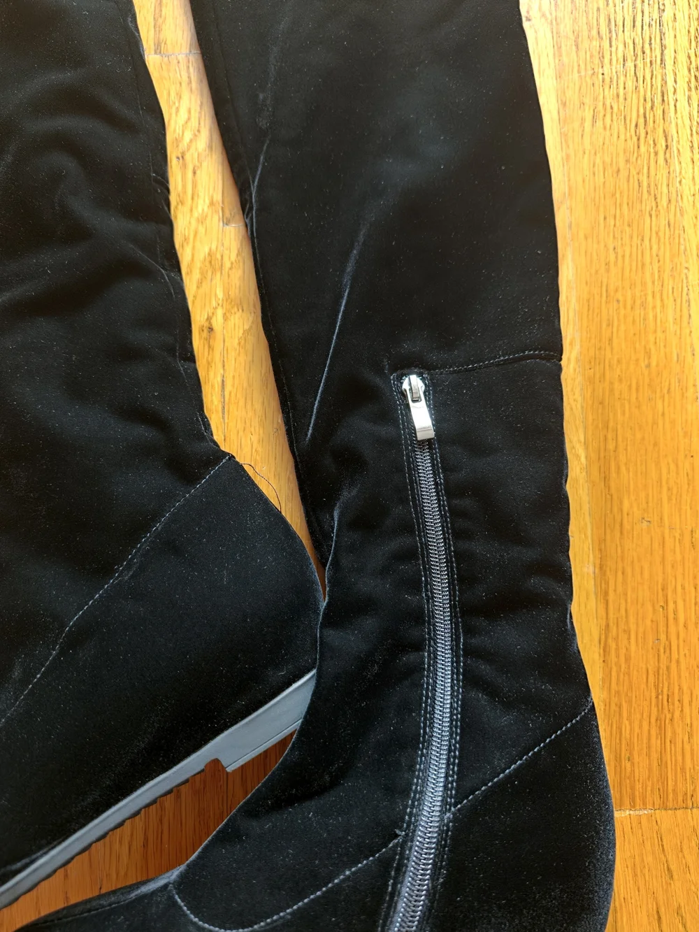 Women’s Black Over-The-Knee Faux Suede Boots Side Zip Fleece Lined Sz 36/US 6